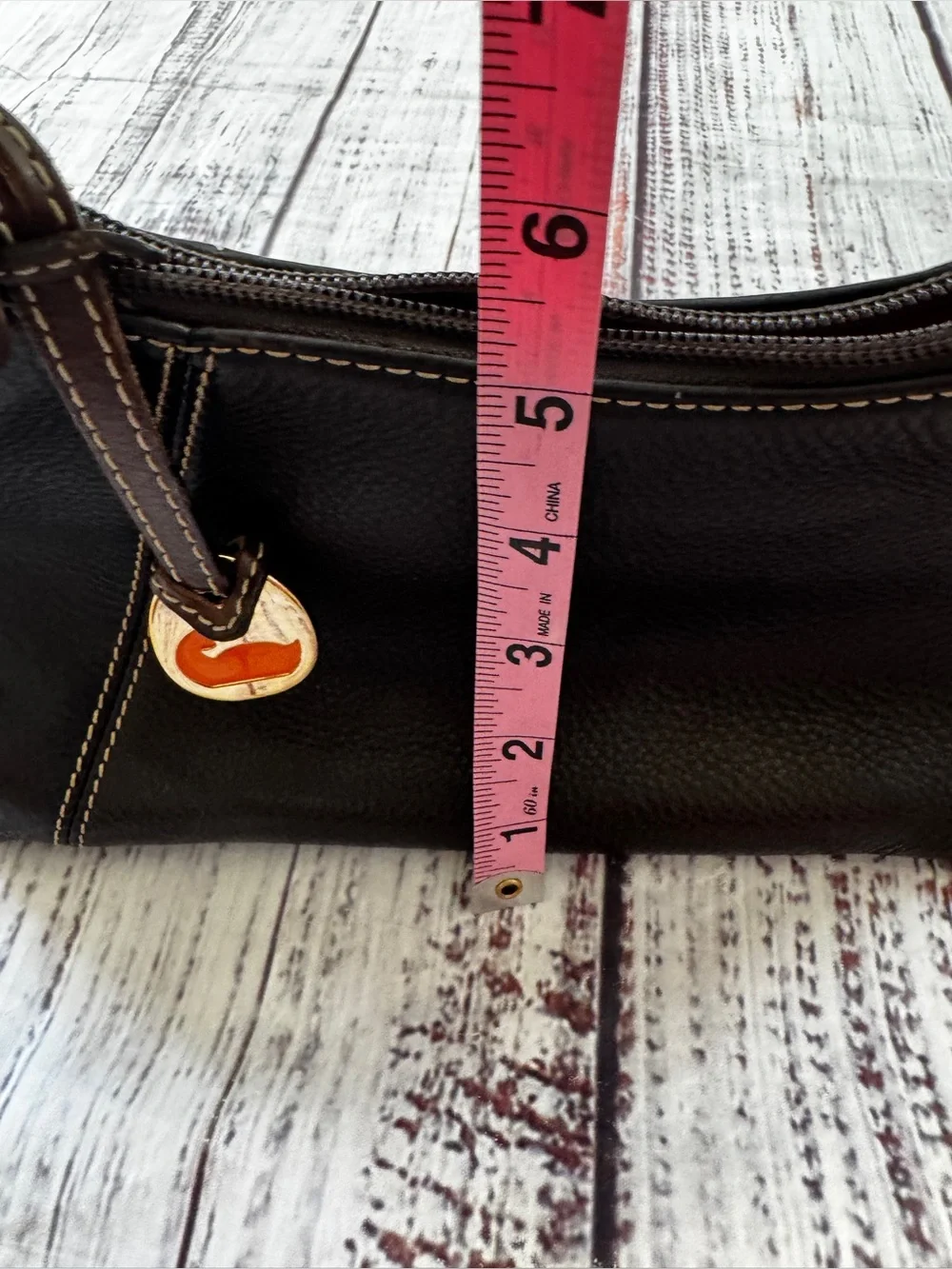 Dooney & Bourke Dark Brown Pebbled Leather Hobo Shoulder Bag